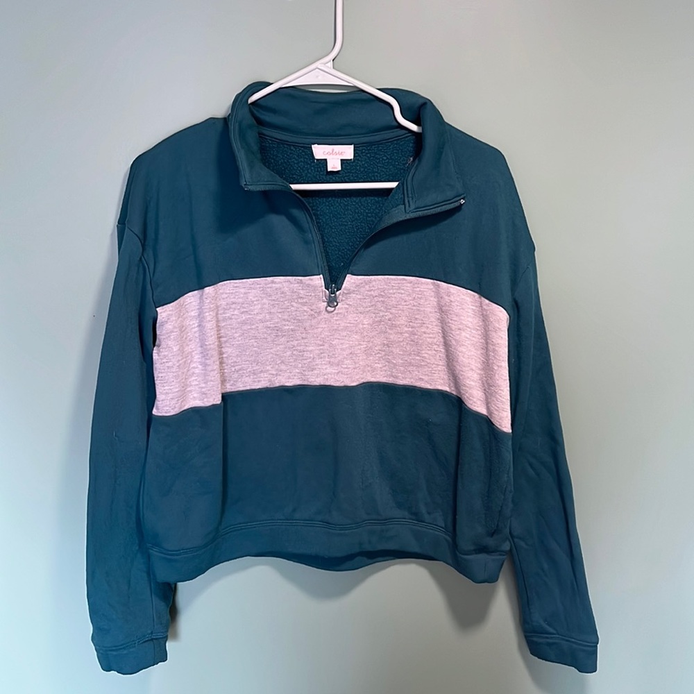 Half zip crew neck sweatshirt size L